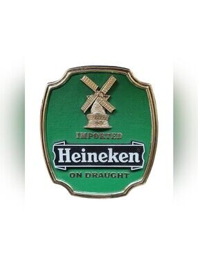 Vintage Imported Heineken Holland Beer 3D Logo & Windmill Desktop Easel Sign